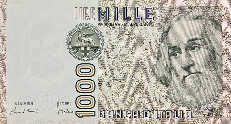 اسکناس ایتالیا 1000 لیره ایتالیا مارکوپولو
